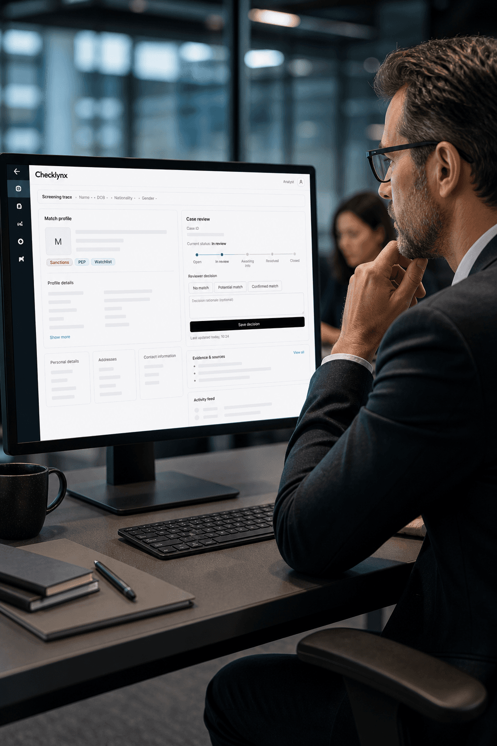 Dashboard zur Anzeige täglicher Sanktionsprüfungen für Kunden im Compliance-Monitoring